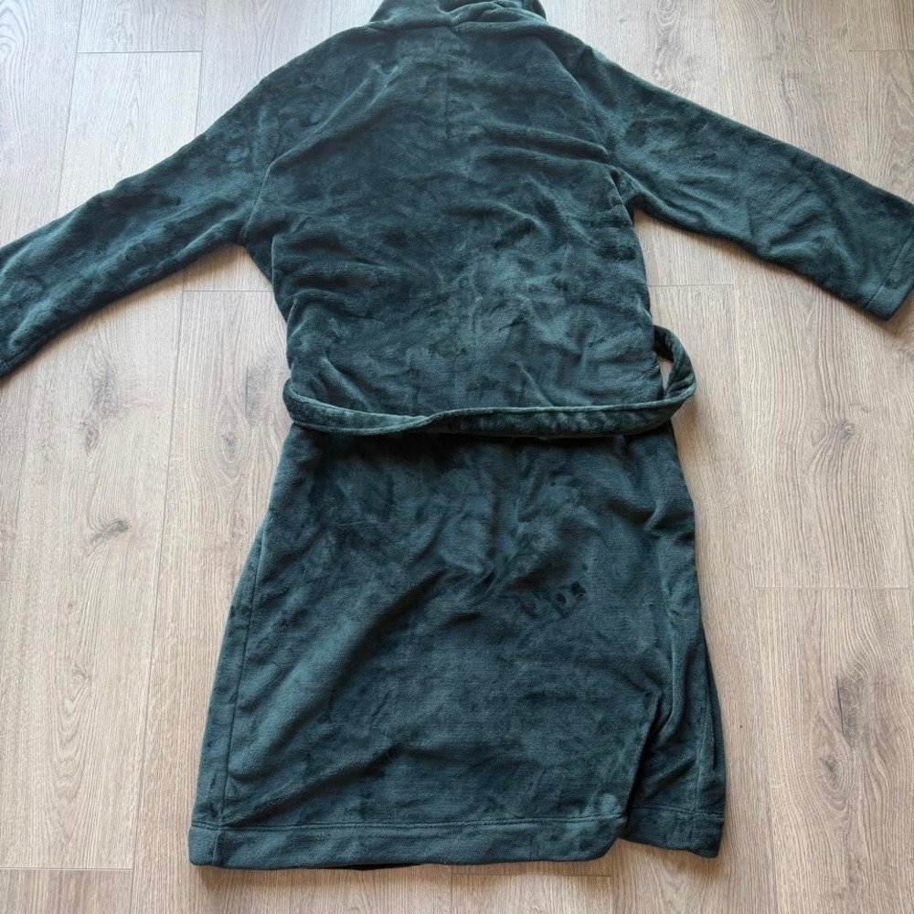 Goodfellow & Co Plush Fleece Robe Mens L/XL Forest Green Shawl Collar Belted - Picture 2 of 3